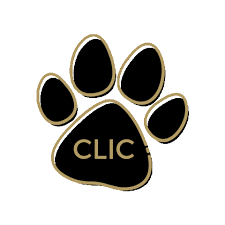 black pawprint outlined with 'click' written in it